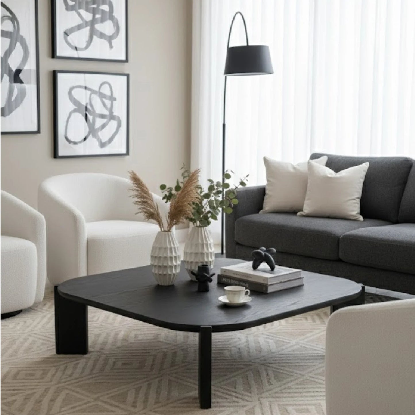 Luxury Brown Veneer Square Coffee Table Modern Italian Style for Villa
