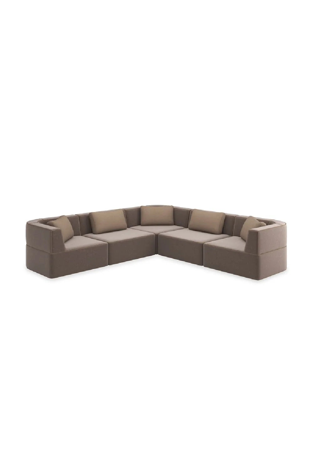 Luxury Brown Welted Sectional Sofa Modern Italian Style for Villa