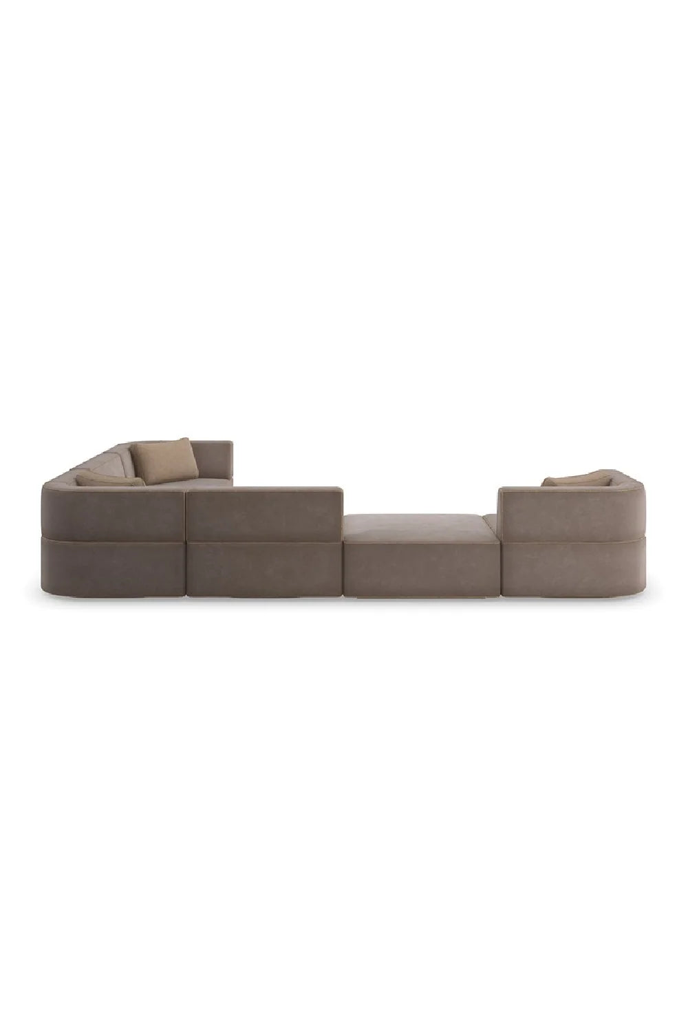 Luxury Brown Welted Sectional Sofa Modern Italian Style for Villa
