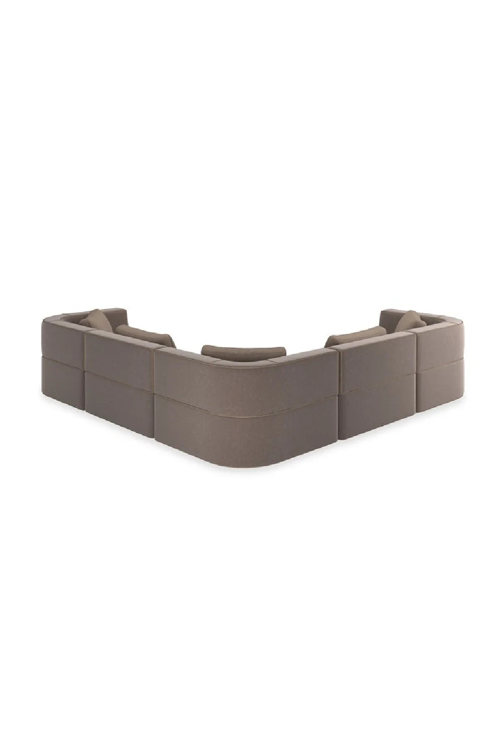 Luxury Brown Welted Sectional Sofa Modern Italian Style for Villa