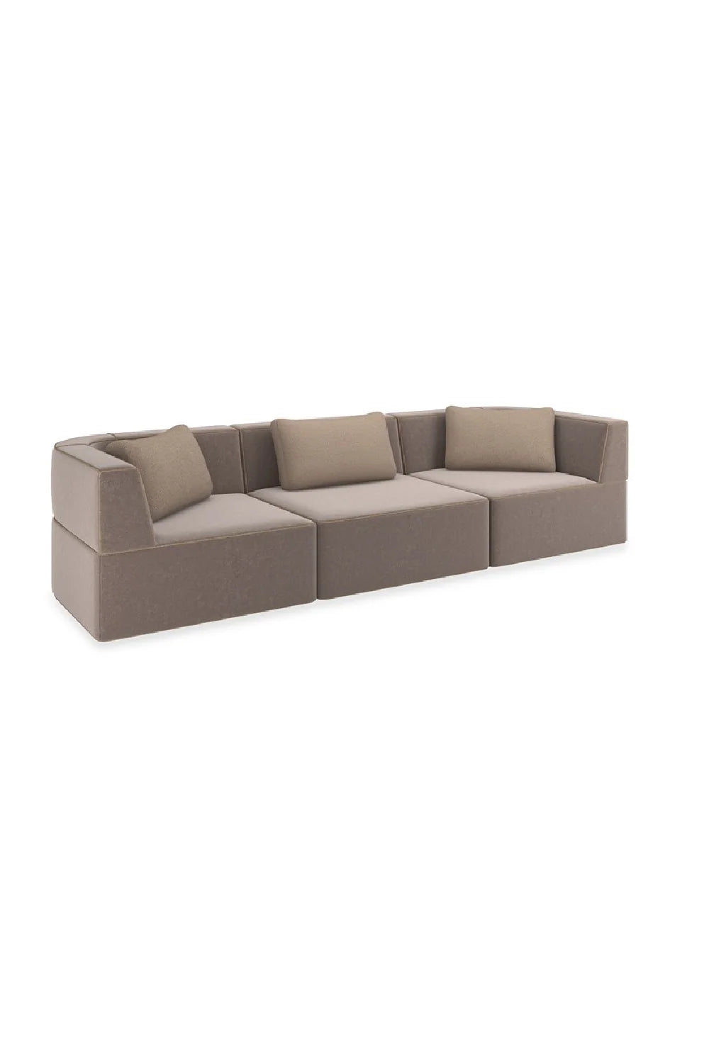 Luxury Brown Welted Sectional Sofa Modern Italian Style for Villa