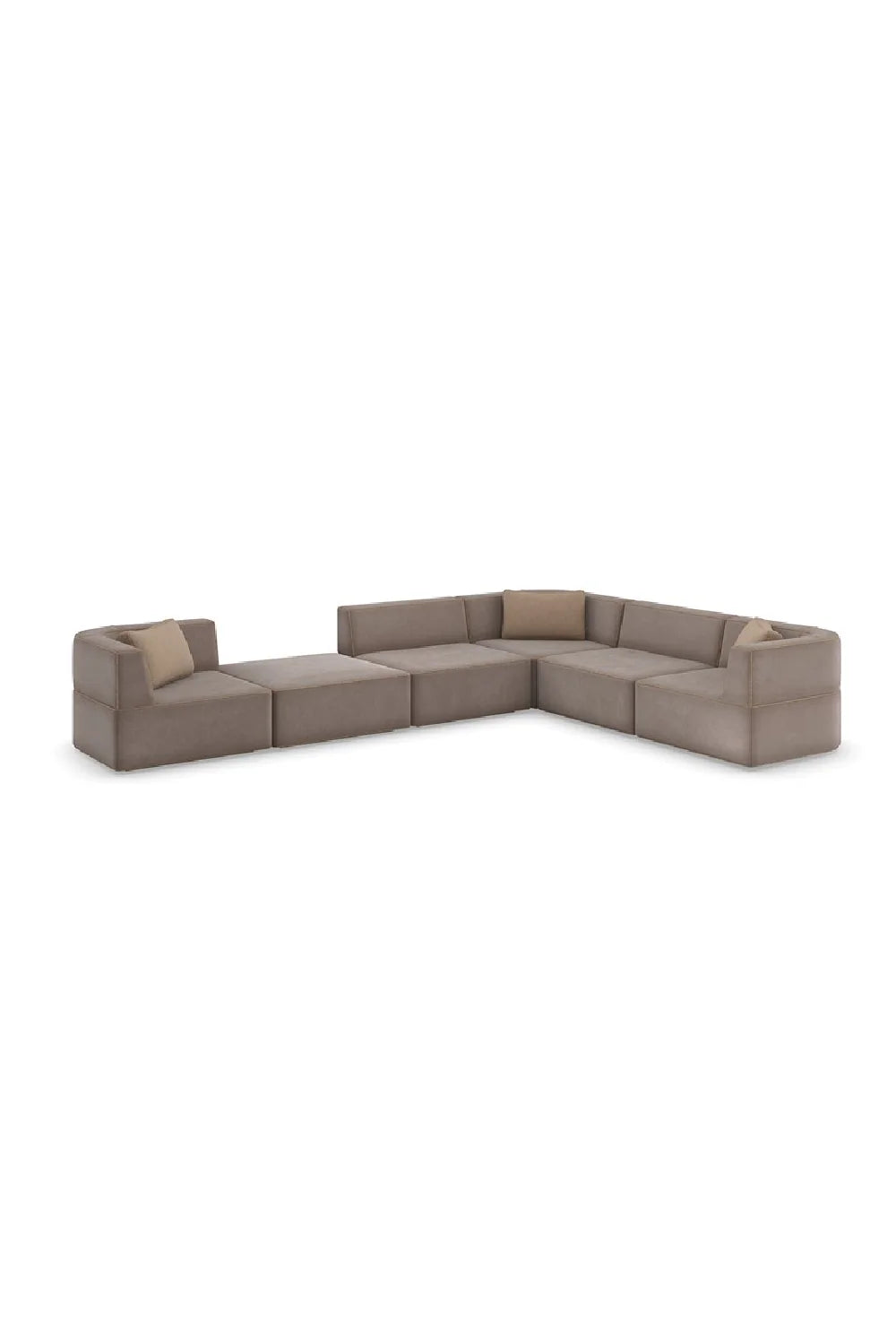 Luxury Brown Welted Sectional Sofa Modern Italian Style for Villa
