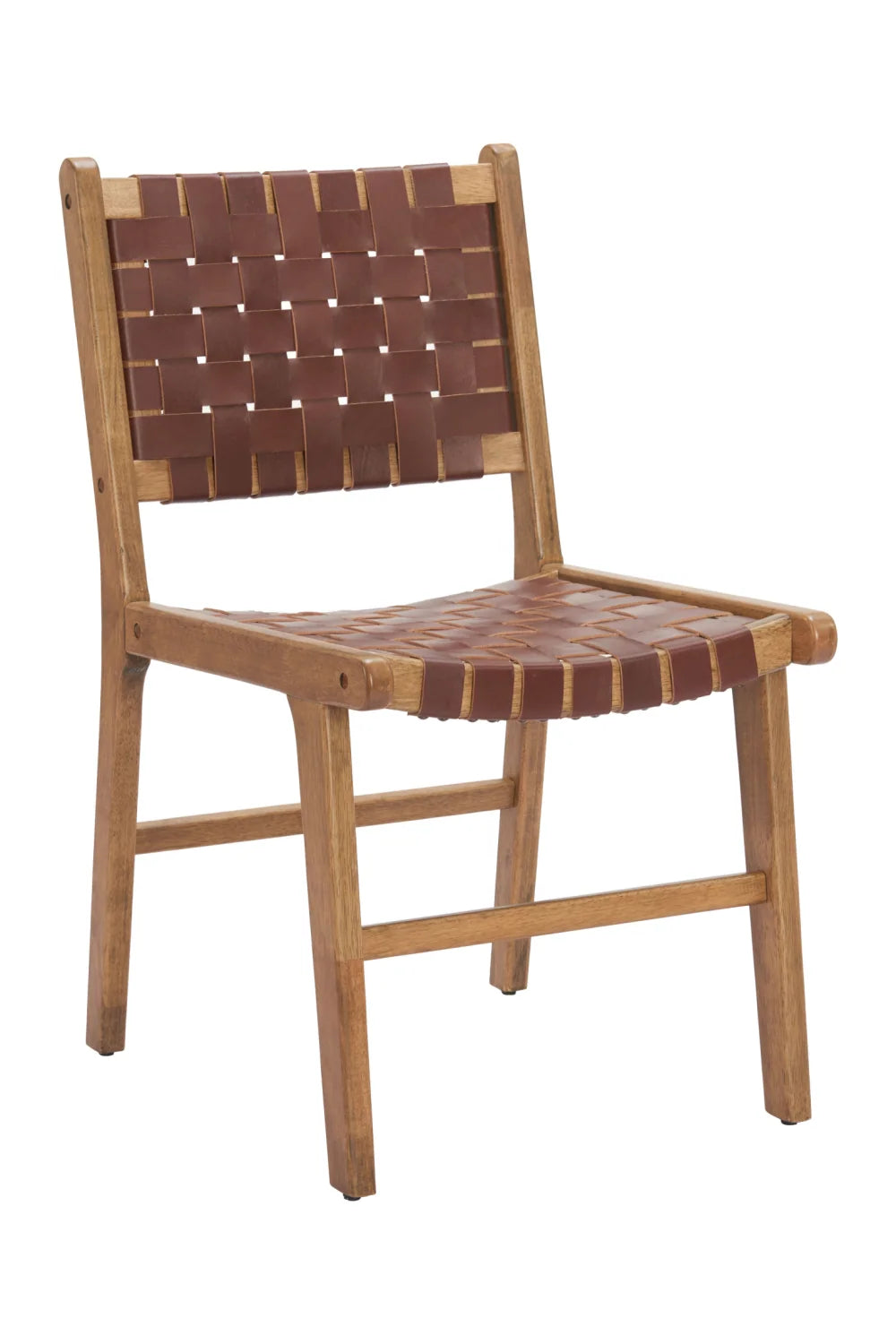 Luxury Brown Woven Leather Dining Chair European Style for Villa