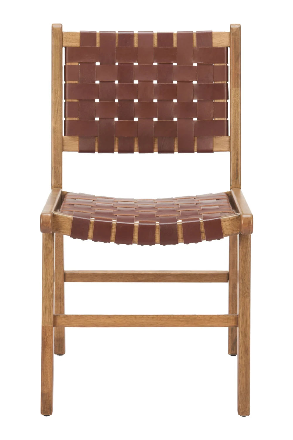 Luxury Brown Woven Leather Dining Chair European Style for Villa