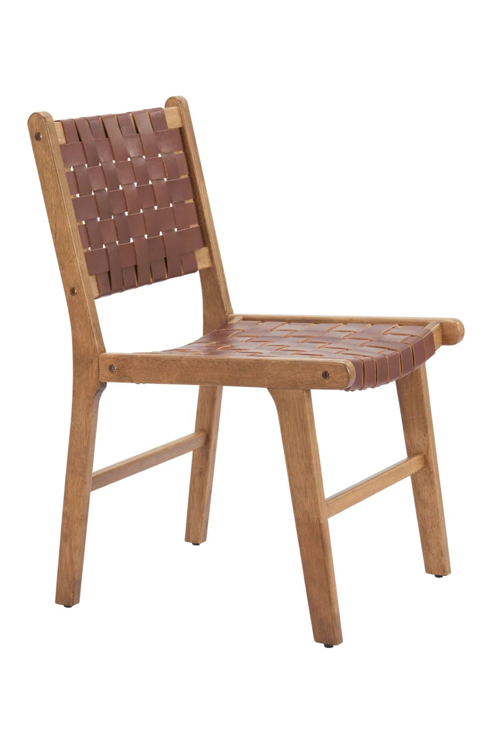 Luxury Brown Woven Leather Dining Chair European Style for Villa