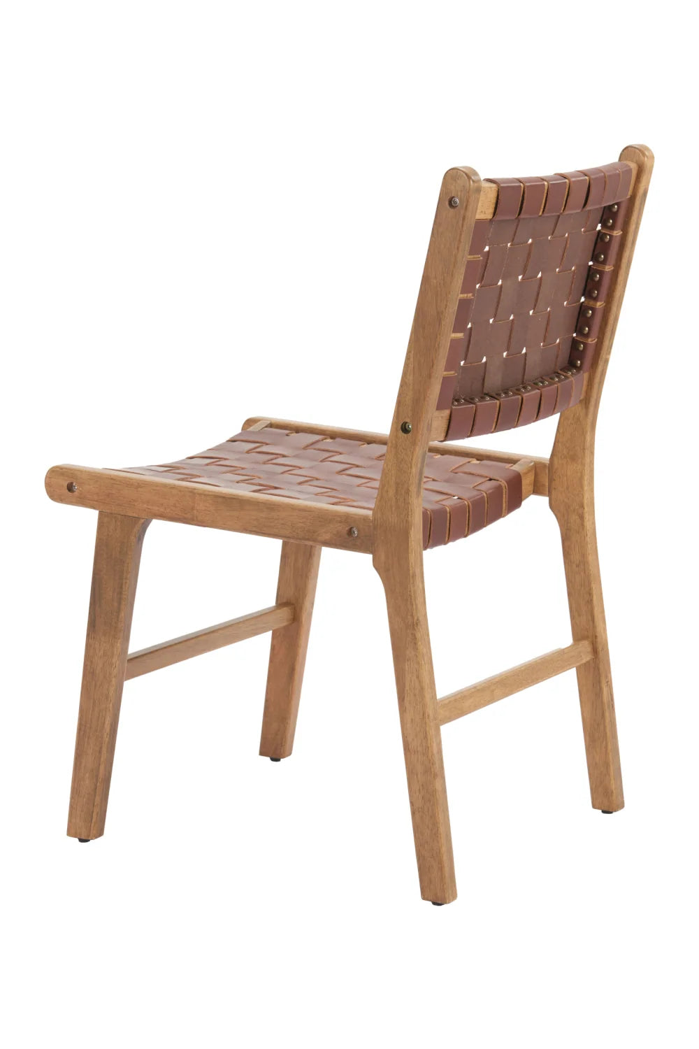 Luxury Brown Woven Leather Dining Chair European Style for Villa