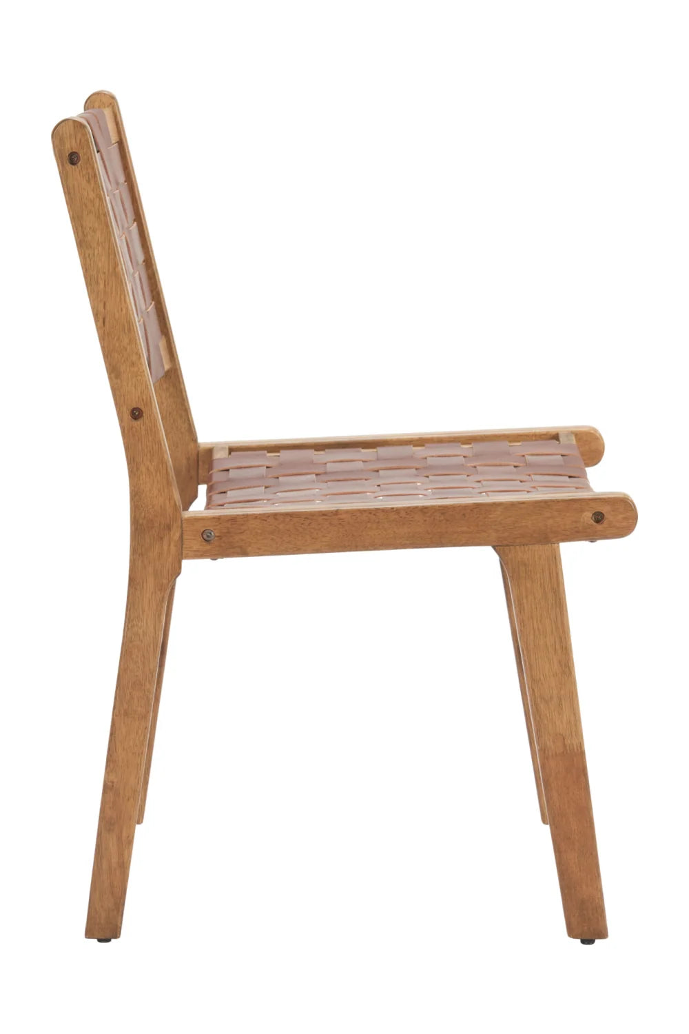 Luxury Brown Woven Leather Dining Chair European Style for Villa