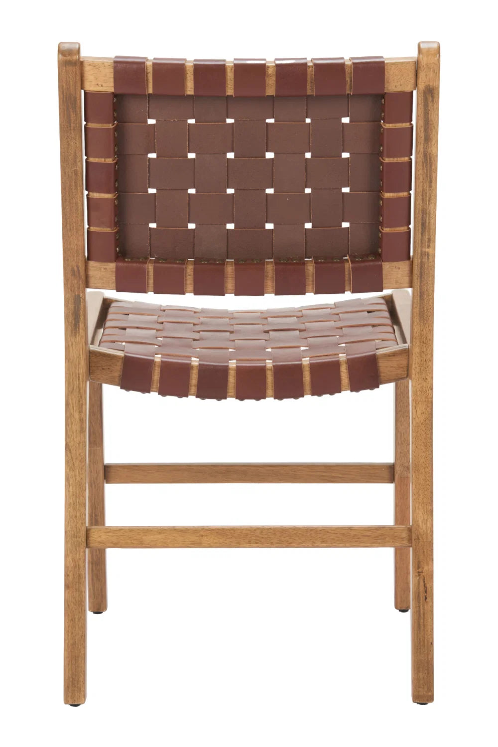 Luxury Brown Woven Leather Dining Chair European Style for Villa