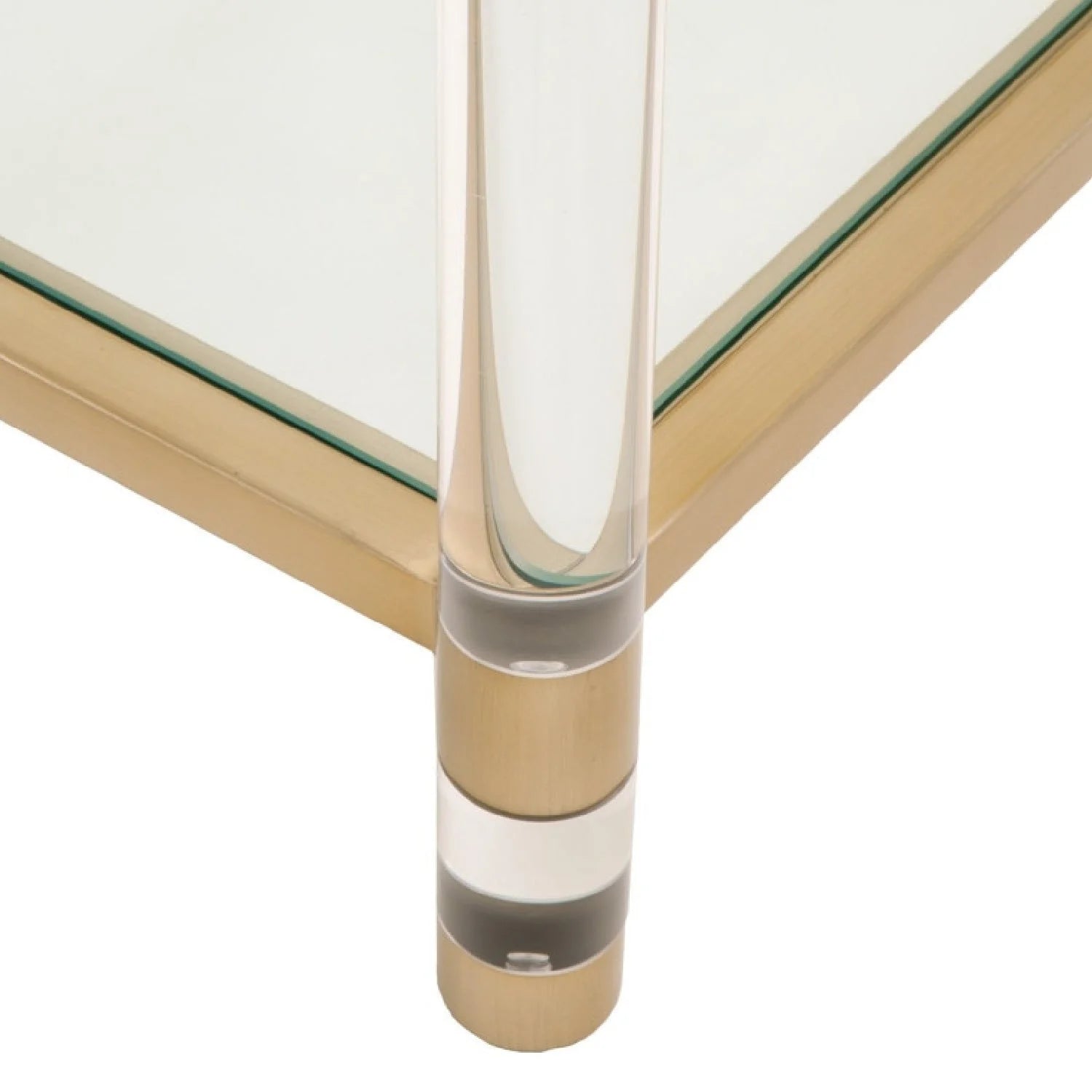 Luxury Brushed Brass Framed Glass Coffee Table Modern Italian Style for Villa