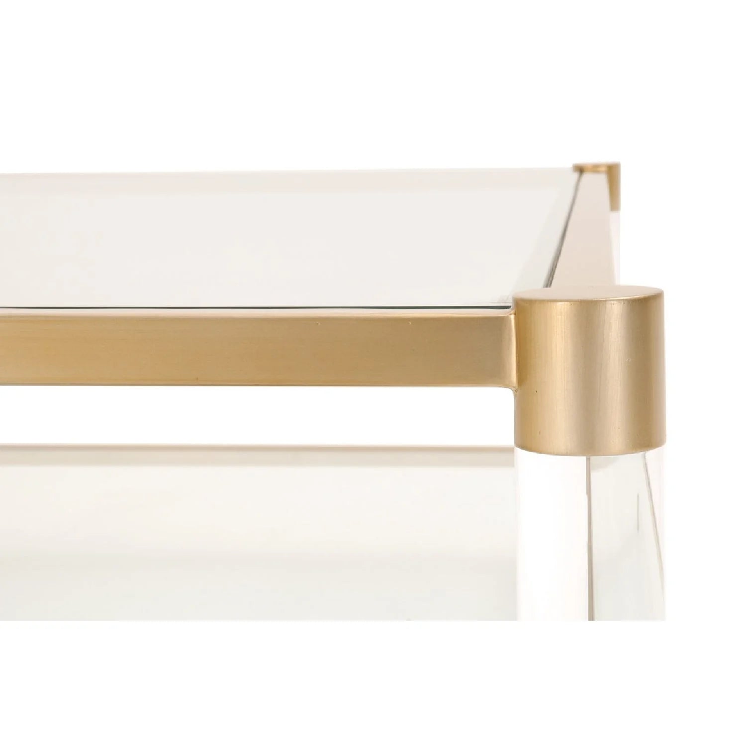 Luxury Brushed Brass Framed Glass Coffee Table Modern Italian Style for Villa