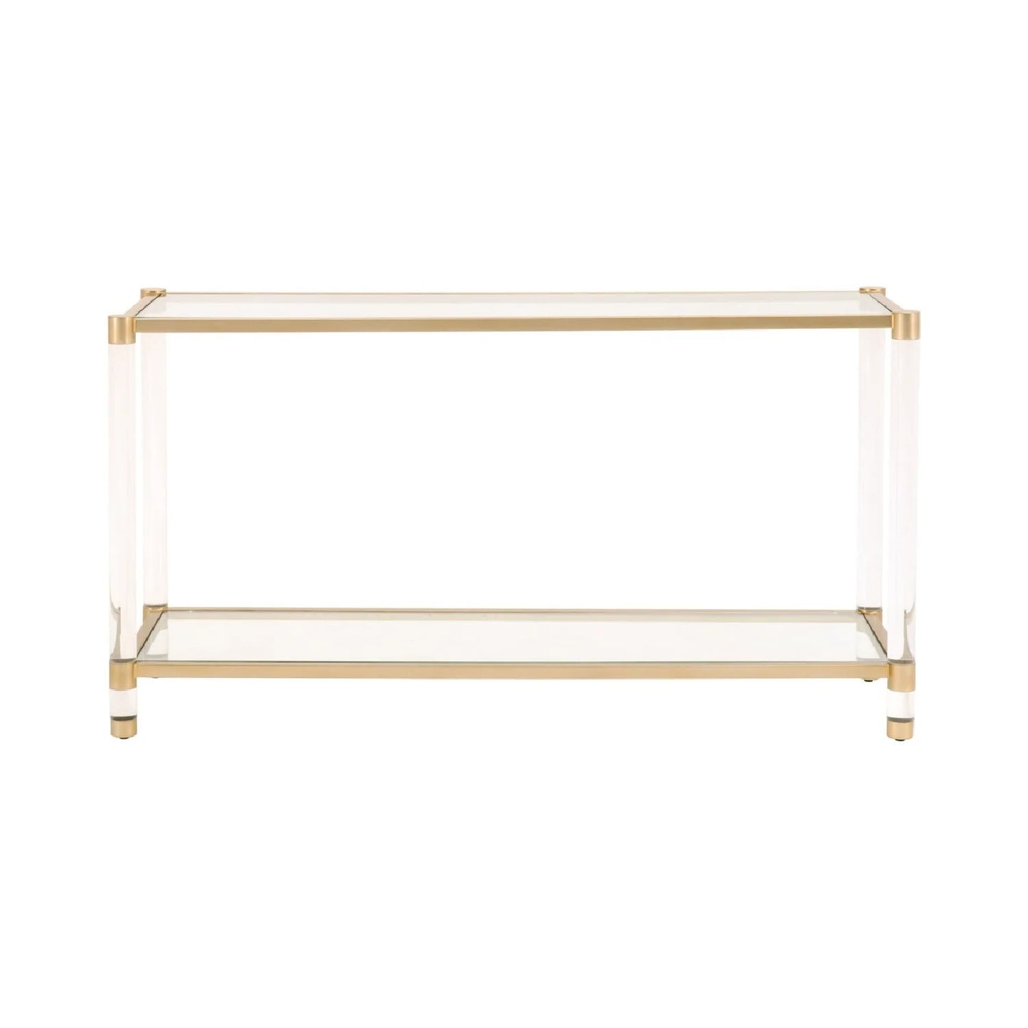Luxury Brushed Brass Glass Console Table Modern Italian Style for Villa