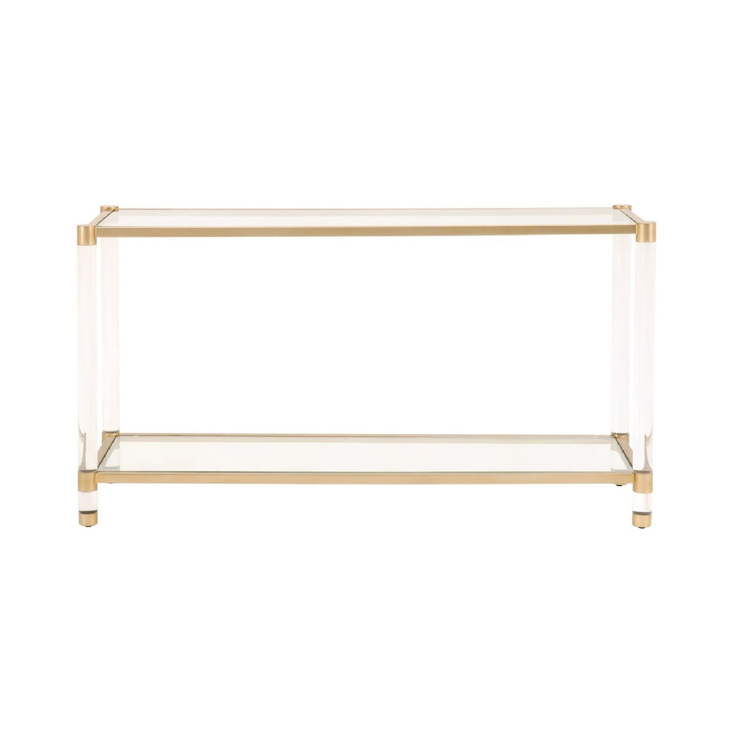 Luxury Brushed Brass Glass Console Table Modern Italian Style for Villa