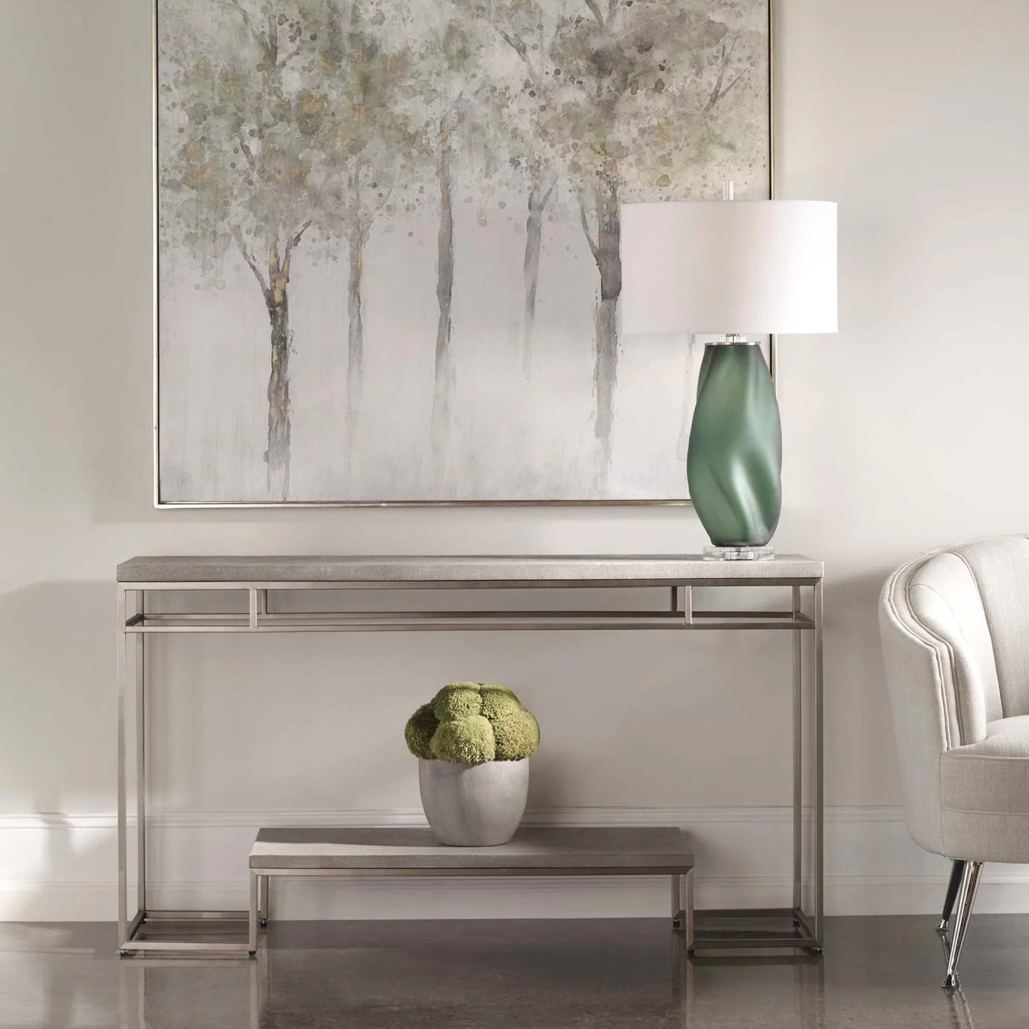 Luxury Brushed Nickel Console Table Modern Italian Style for Villa
