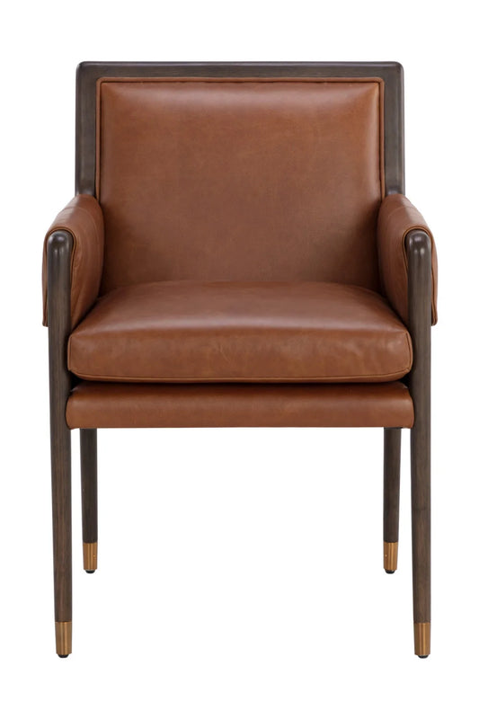 Luxury Buckle Flap Leather Modern Dining Armchair European Style for Villa
