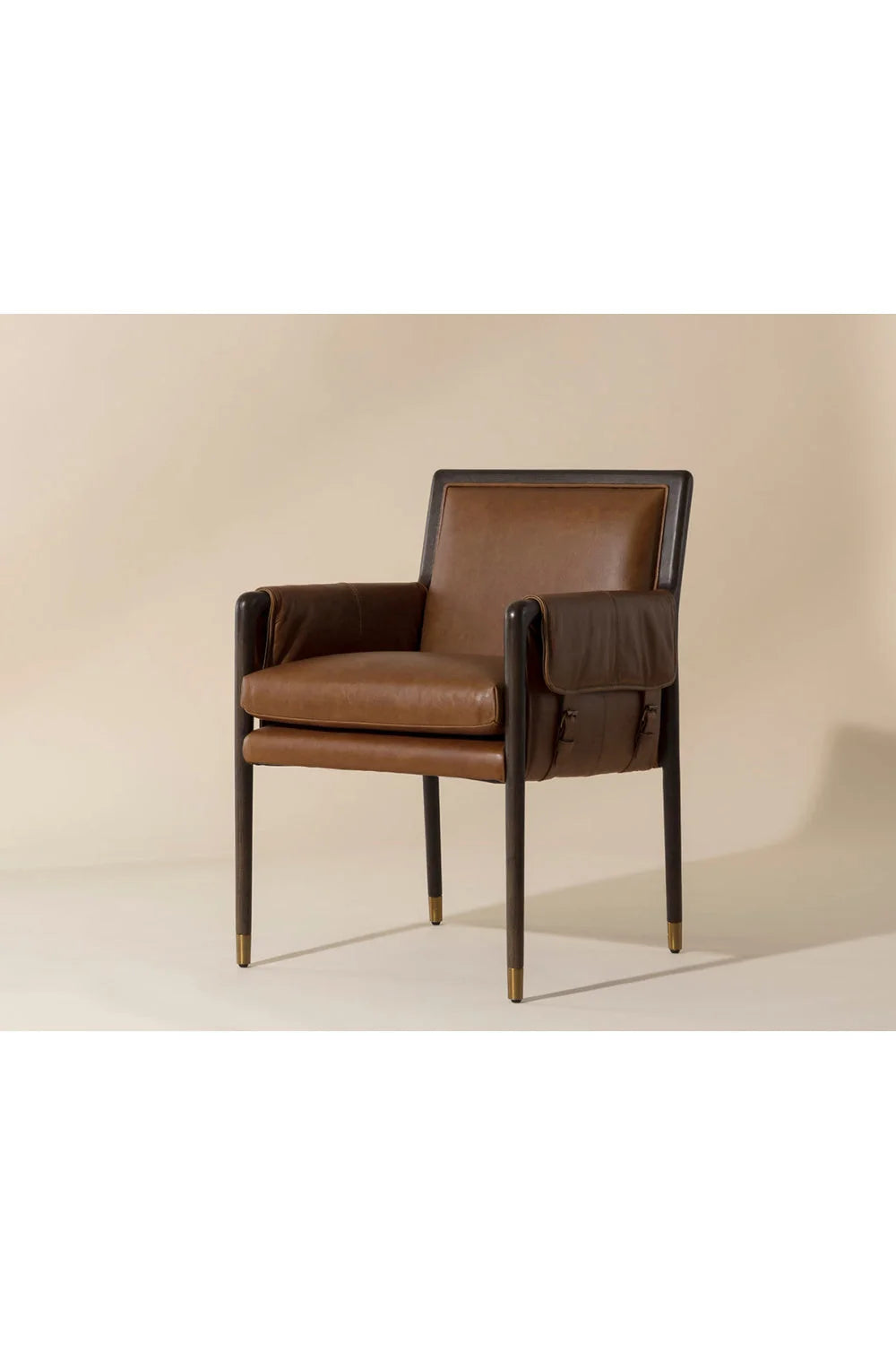 Luxury Buckle Flap Leather Modern Dining Armchair European Style for Villa
