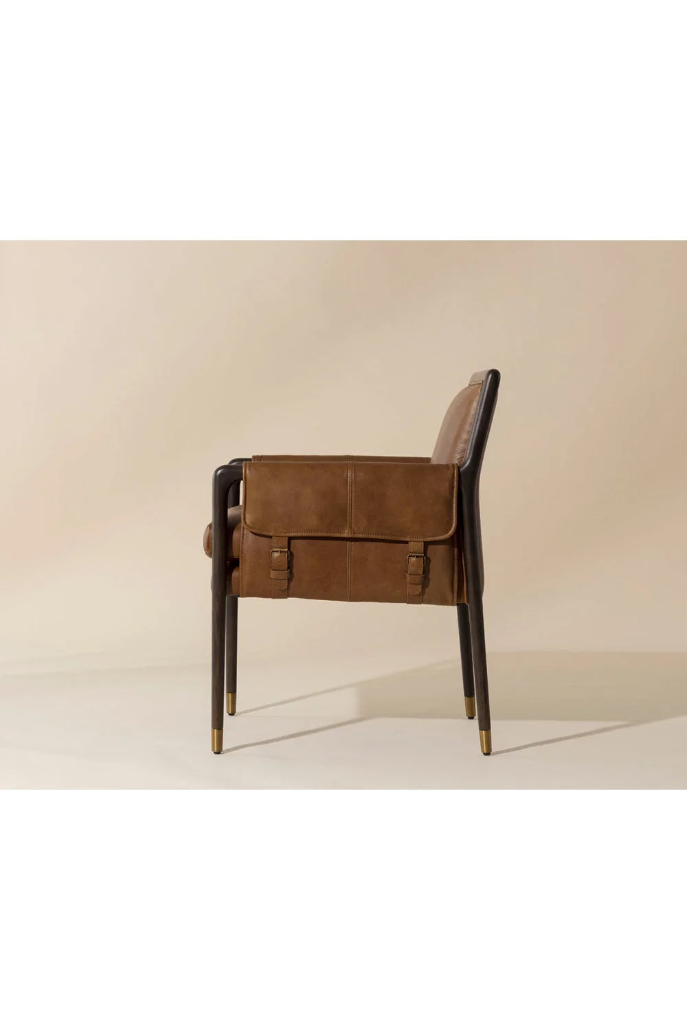 Luxury Buckle Flap Leather Modern Dining Armchair European Style for Villa