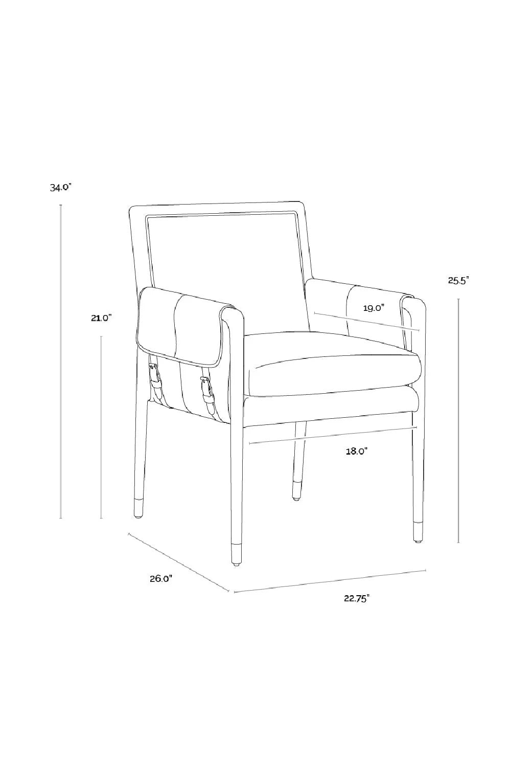 Luxury Buckle Flap Leather Modern Dining Armchair European Style for Villa