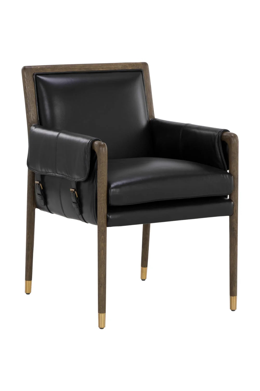 Luxury Buckle Flap Leather Modern Dining Armchair European Style for Villa