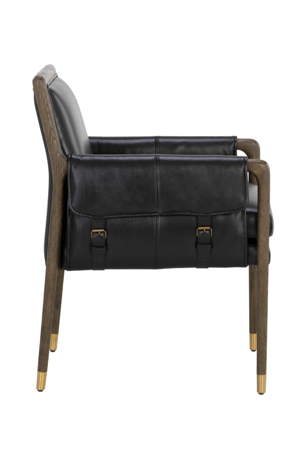 Luxury Buckle Flap Leather Modern Dining Armchair European Style for Villa
