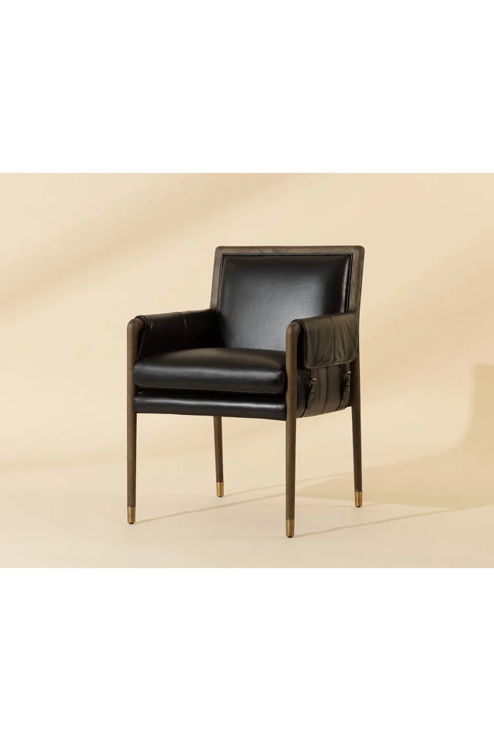 Luxury Buckle Flap Leather Modern Dining Armchair European Style for Villa