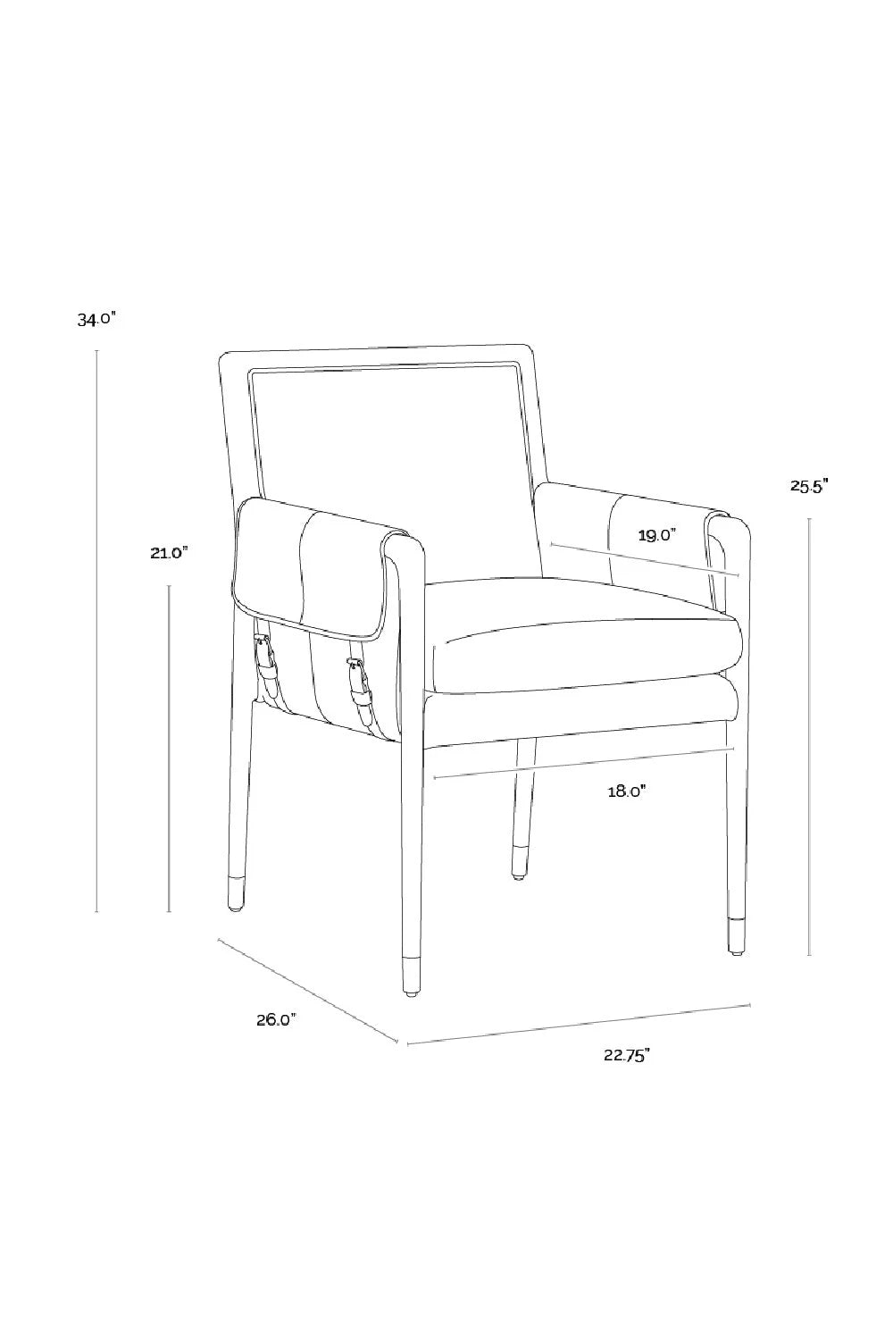 Luxury Buckle Flap Leather Modern Dining Armchair European Style for Villa