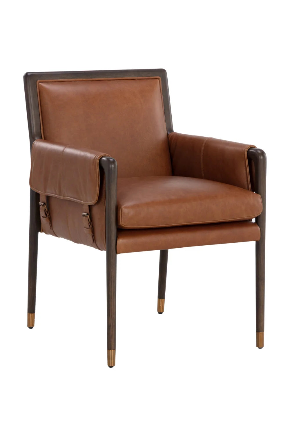Luxury Buckle Flap Leather Modern Dining Armchair European Style for Villa