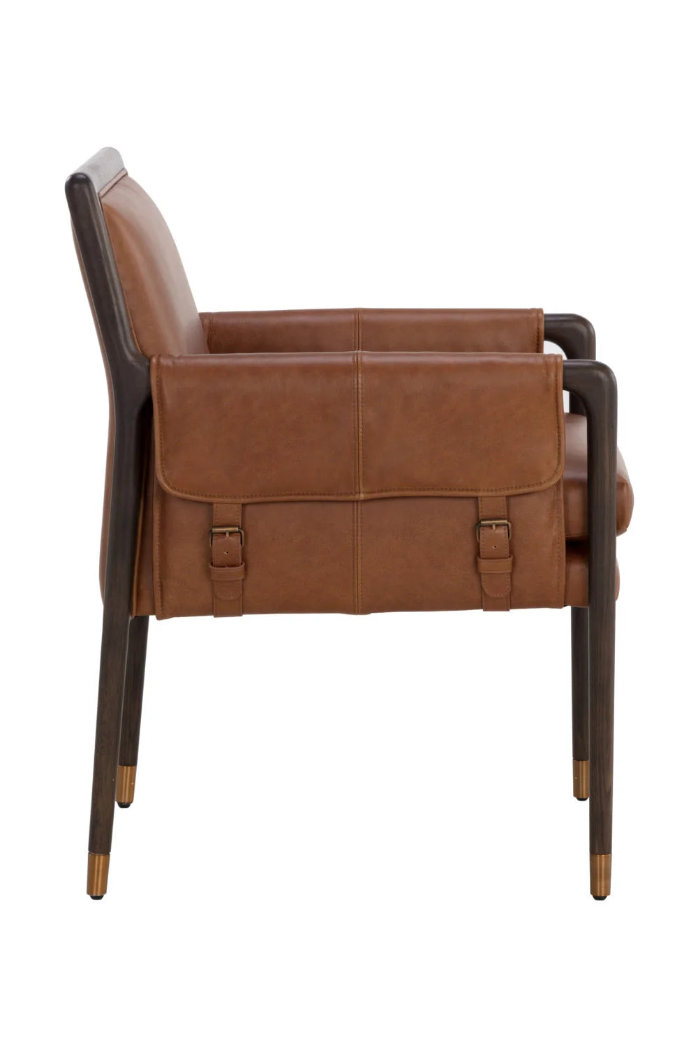 Luxury Buckle Flap Leather Modern Dining Armchair European Style for Villa