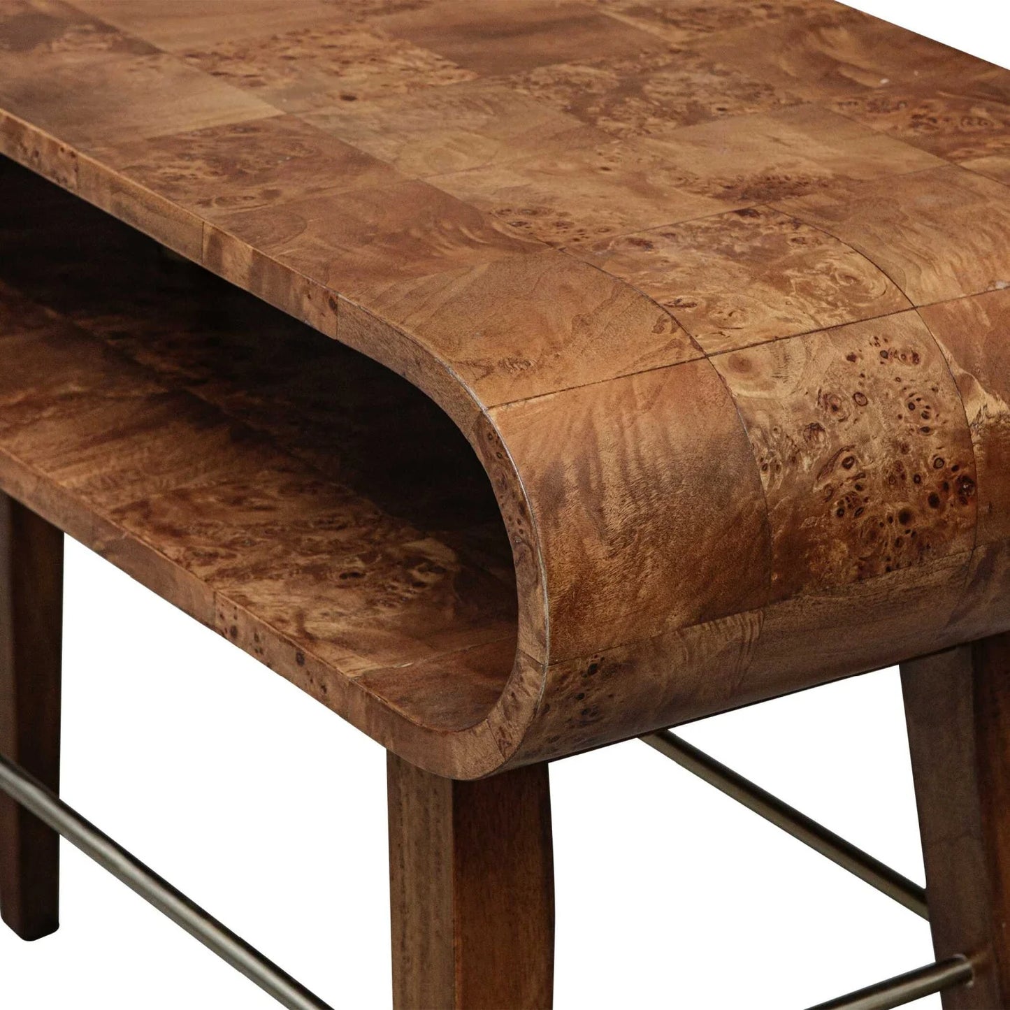 Luxury Burl Veneer Console Table Modern Italian Style for Villa