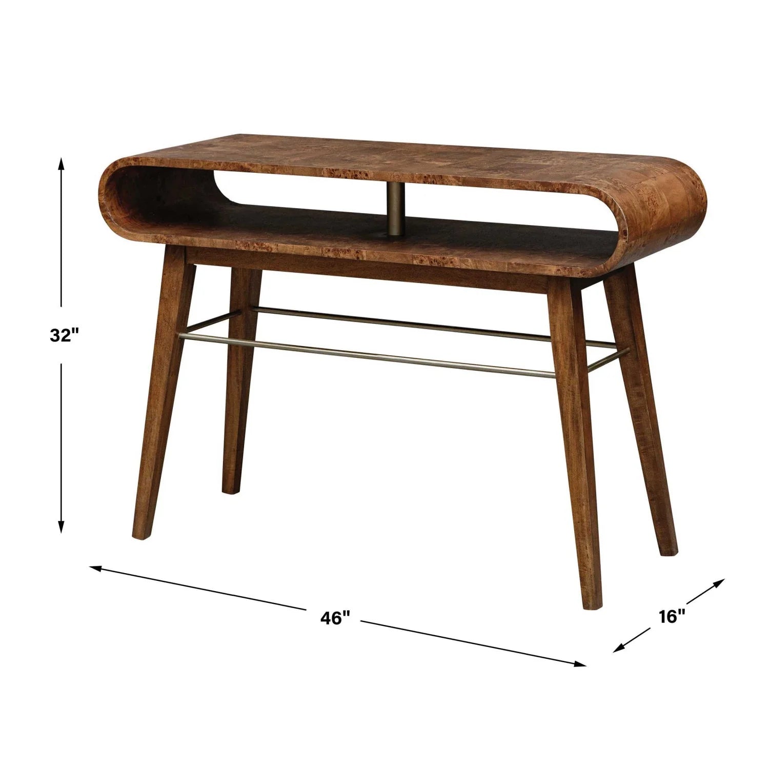 Luxury Burl Veneer Console Table Modern Italian Style for Villa