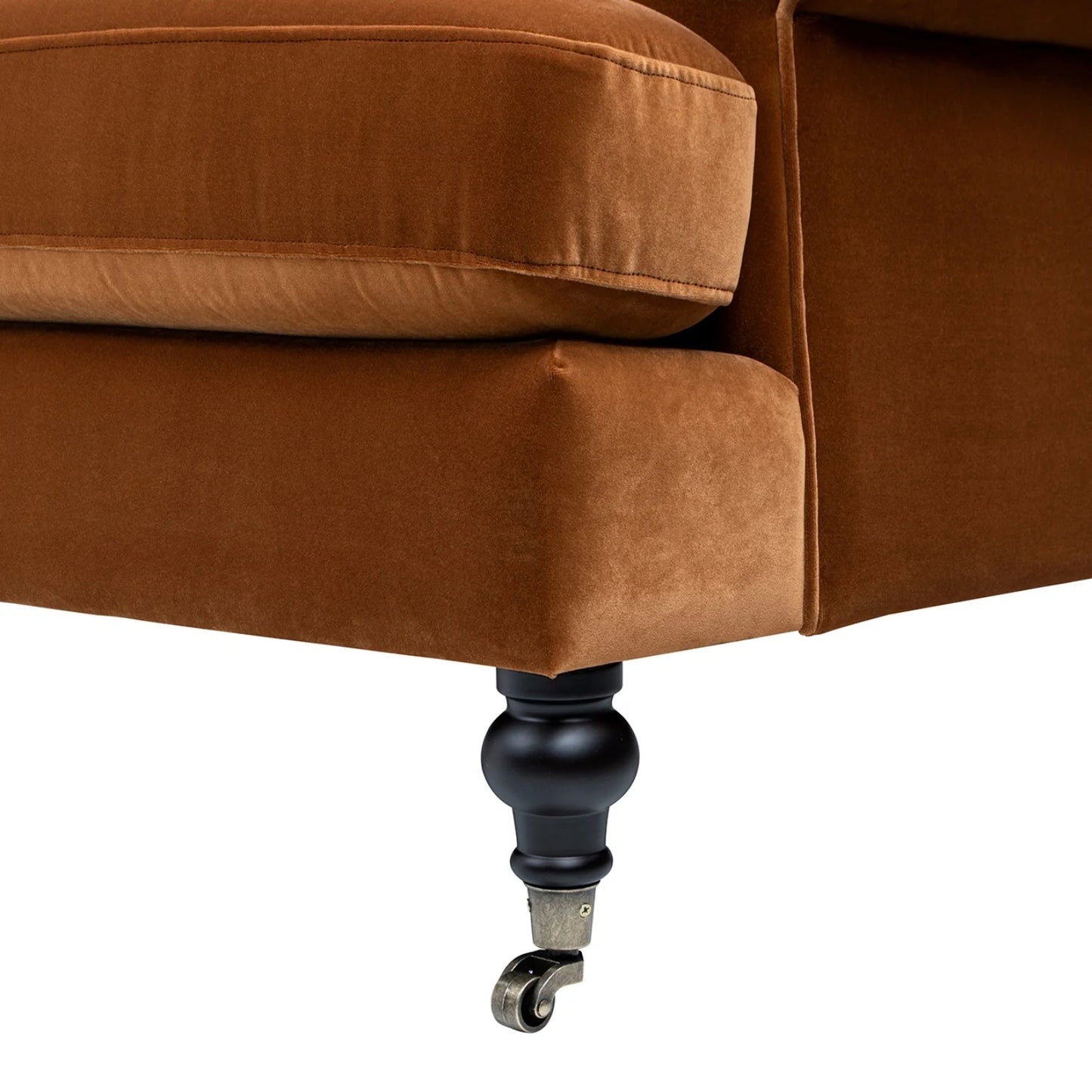 Luxury Burnt Orange Velvet Three-Cushion Sofa Modern Italian Style for Villa