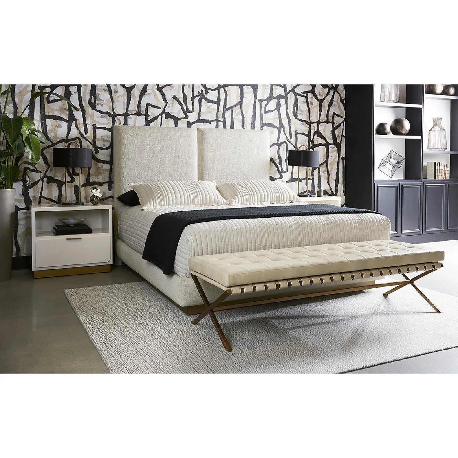 Luxury Button Tufted Bench European Style for Villa