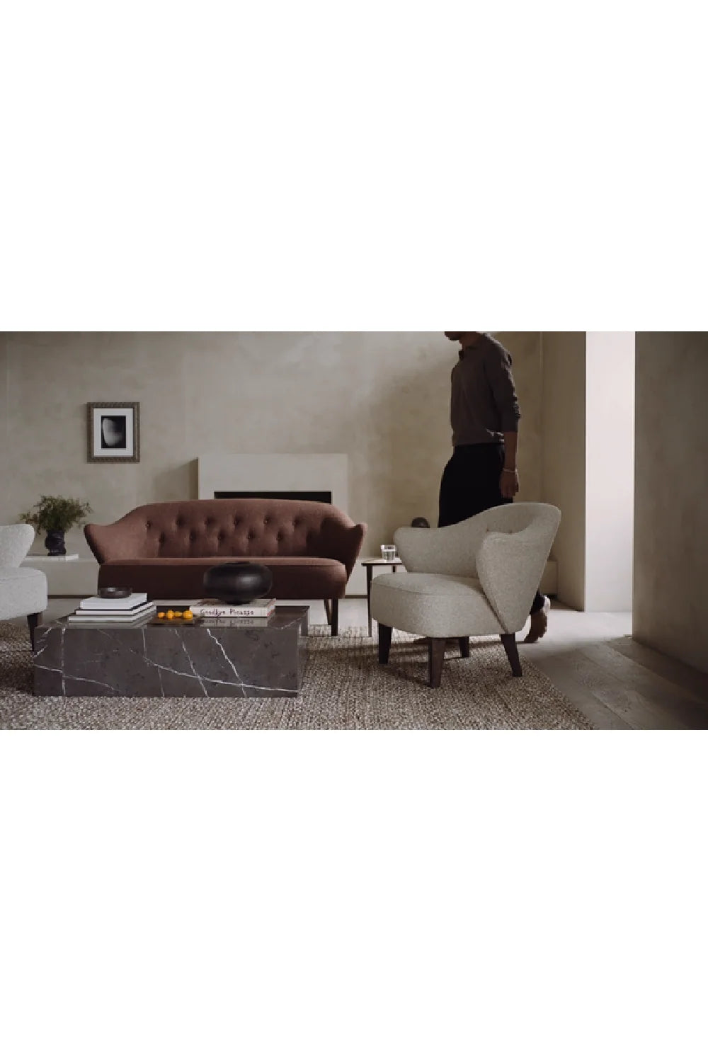 Luxury Button-Tufted Fabric Sofa Modern Italian Style for Villa