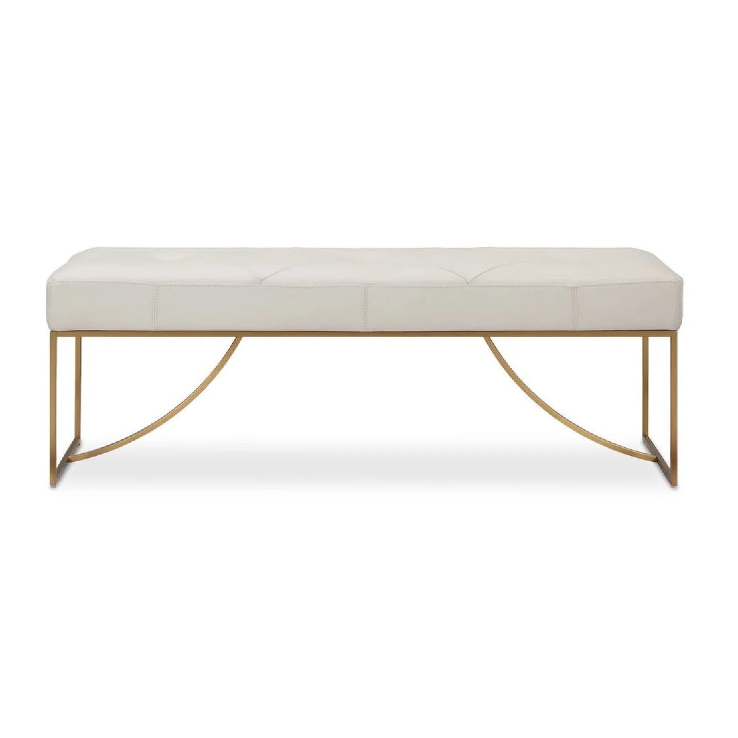 Luxury Button Tufted Leather Bench European Style for Villa