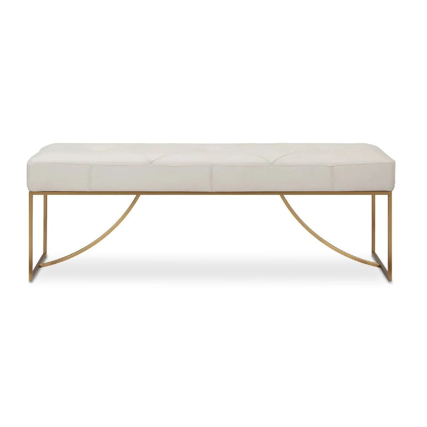 Luxury Button Tufted Leather Bench European Style for Villa