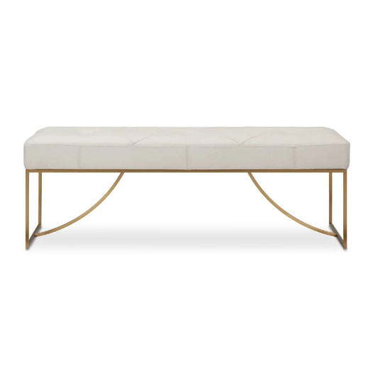 Luxury Button Tufted Leather Bench European Style for Villa