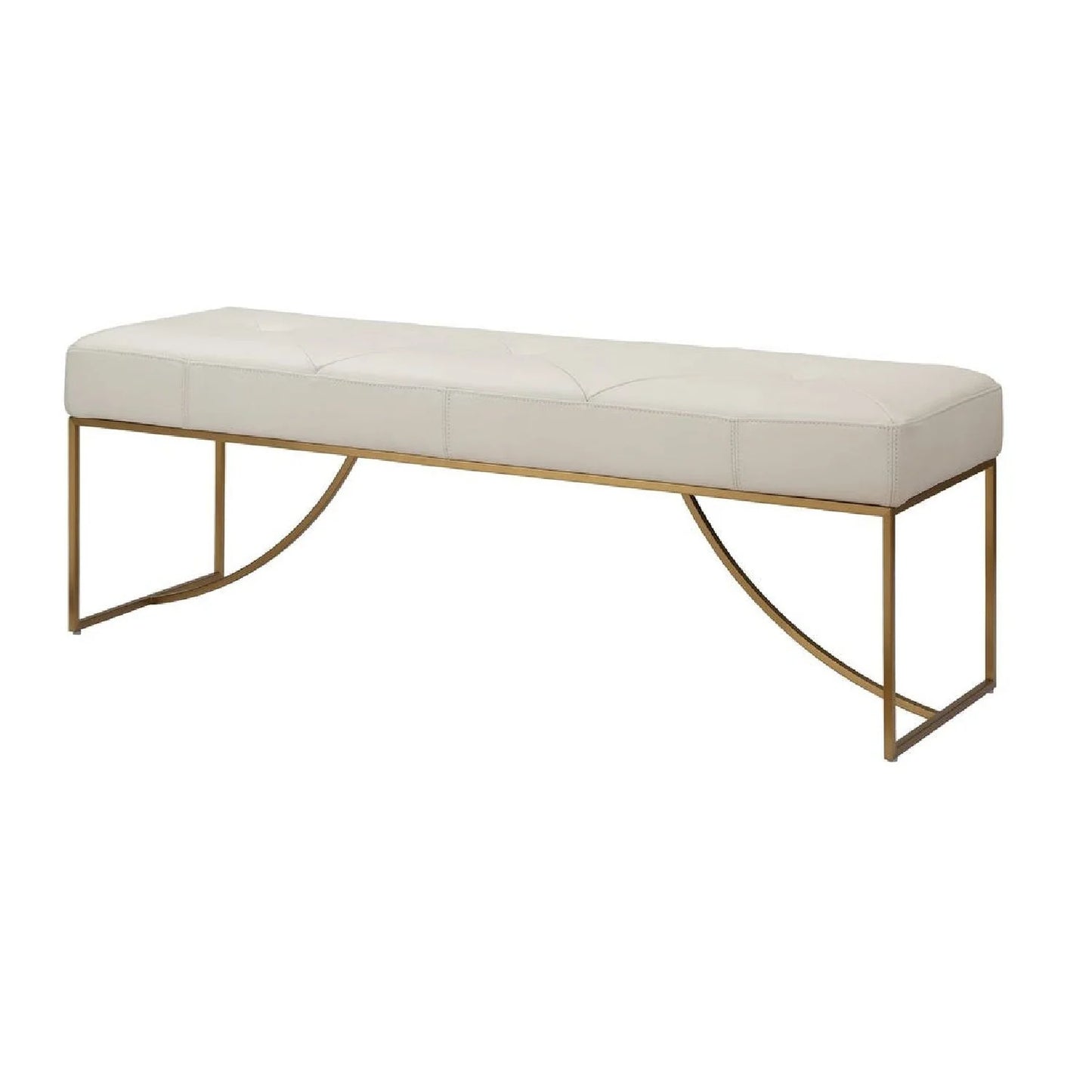 Luxury Button Tufted Leather Bench European Style for Villa