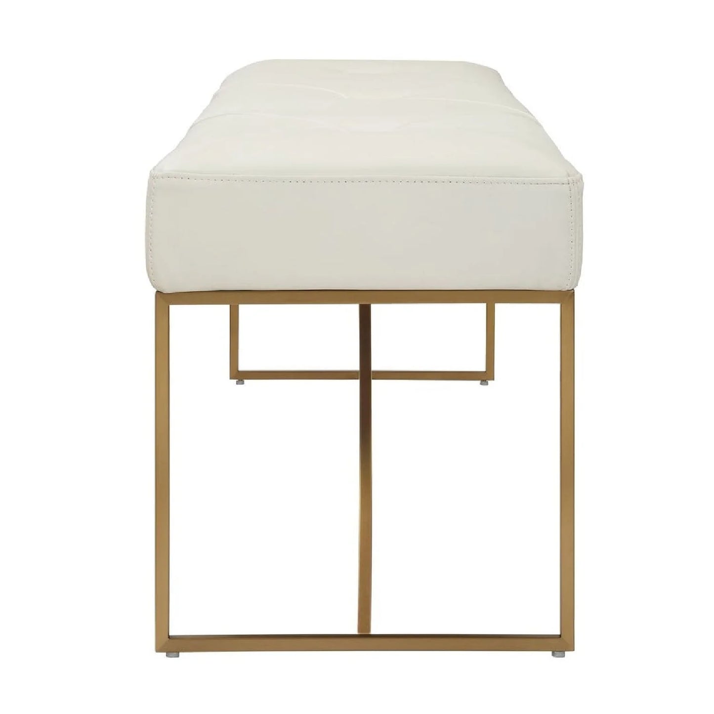 Luxury Button Tufted Leather Bench European Style for Villa