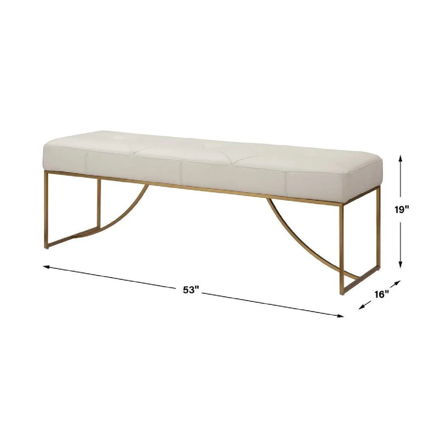 Luxury Button Tufted Leather Bench European Style for Villa