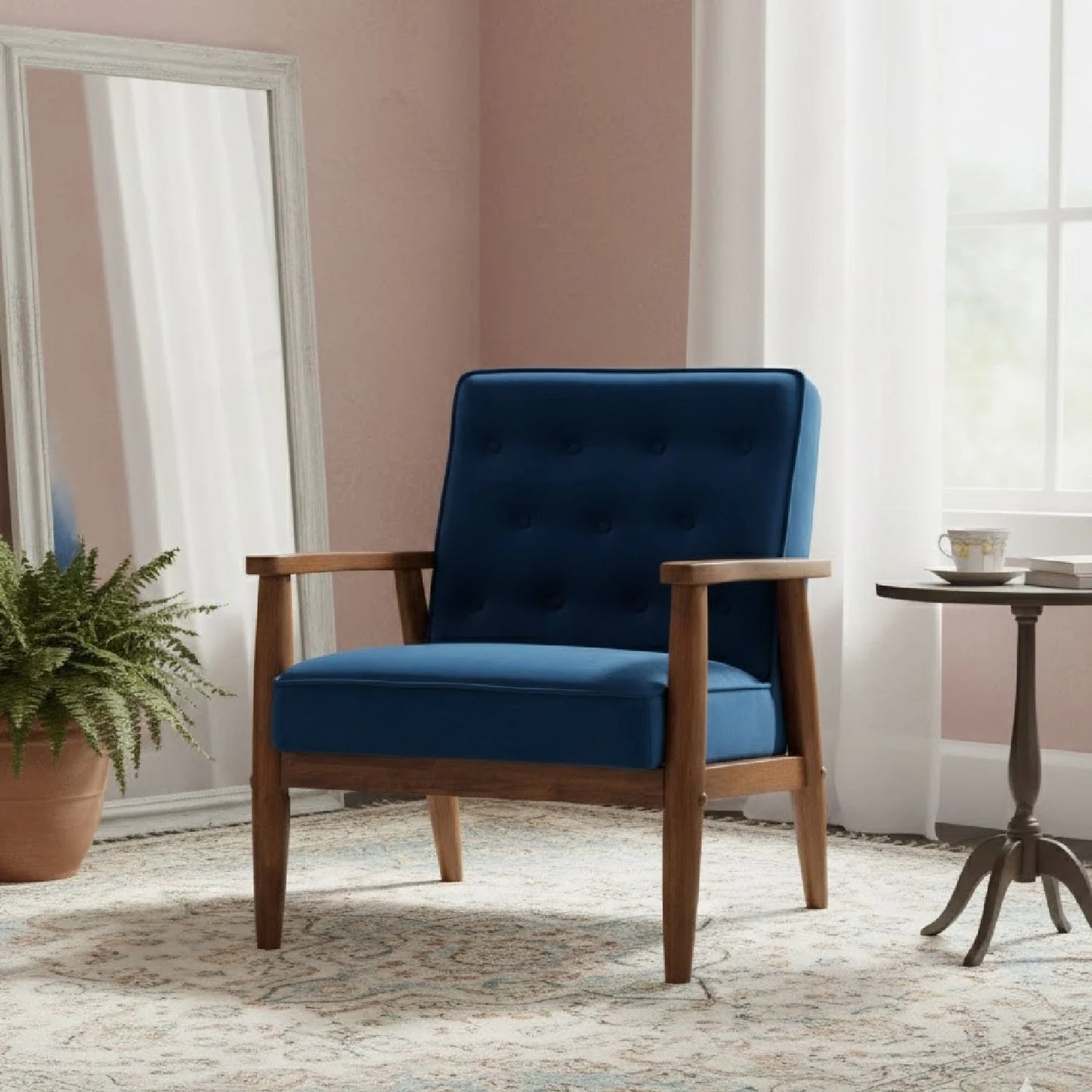 Luxury Button-Tufted Lounge Chair Modern Italian Style for Villa