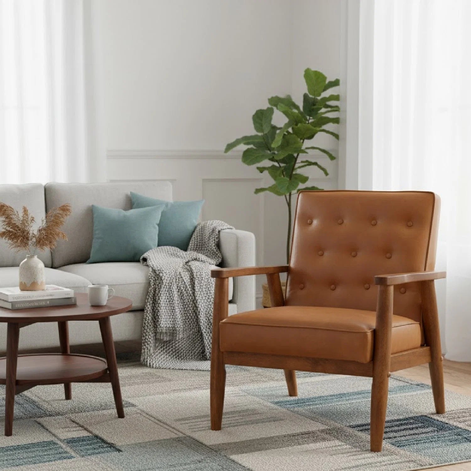 Luxury Button-Tufted Lounge Chair Modern Italian Style for Villa
