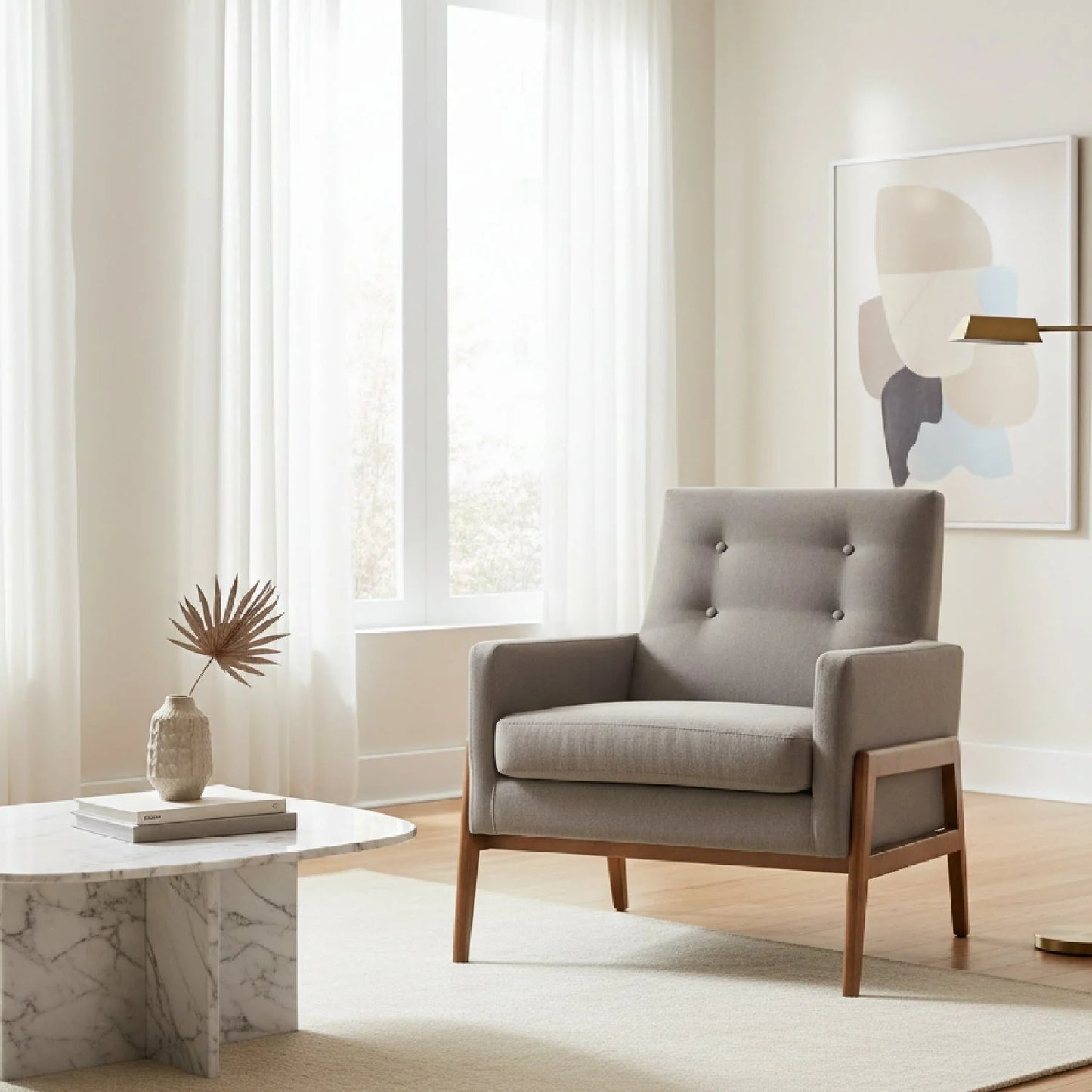 Luxury Button-Tufted Lounge Chair Modern Italian Style for Villa