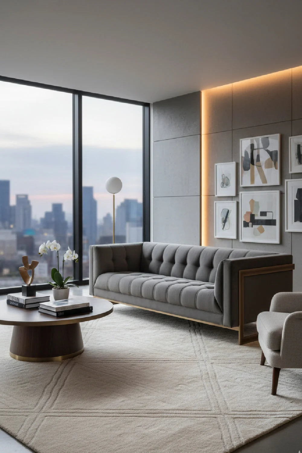 Luxury Button Tufted Sofa Modern Italian Style for Villa