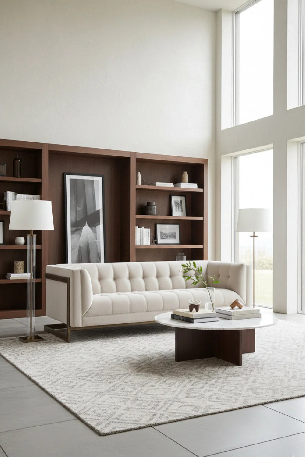 Luxury Button Tufted Sofa Modern Italian Style for Villa