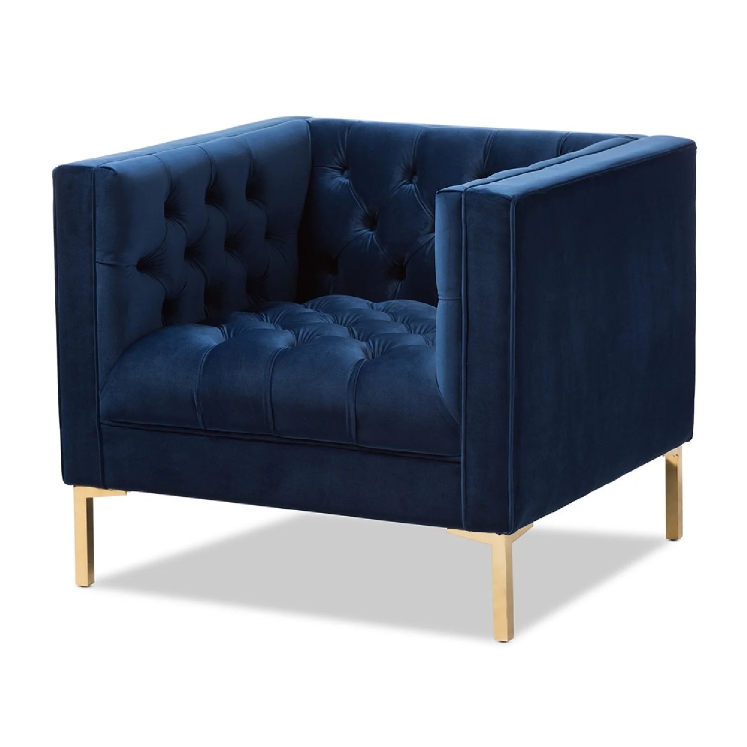 Luxury Button-Tufted Velvet Lounge Chair Modern Italian Style for Villa