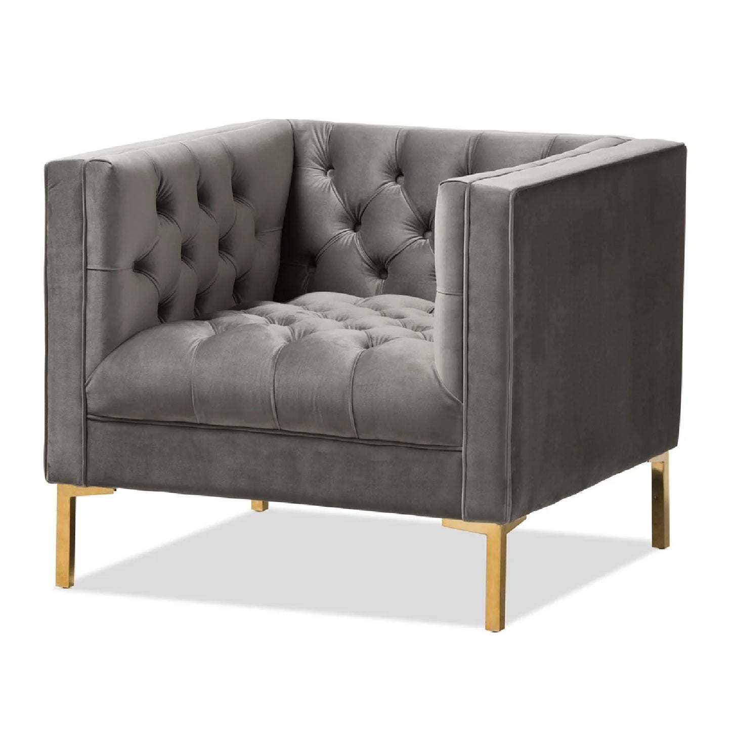 Luxury Button-Tufted Velvet Lounge Chair Modern Italian Style for Villa