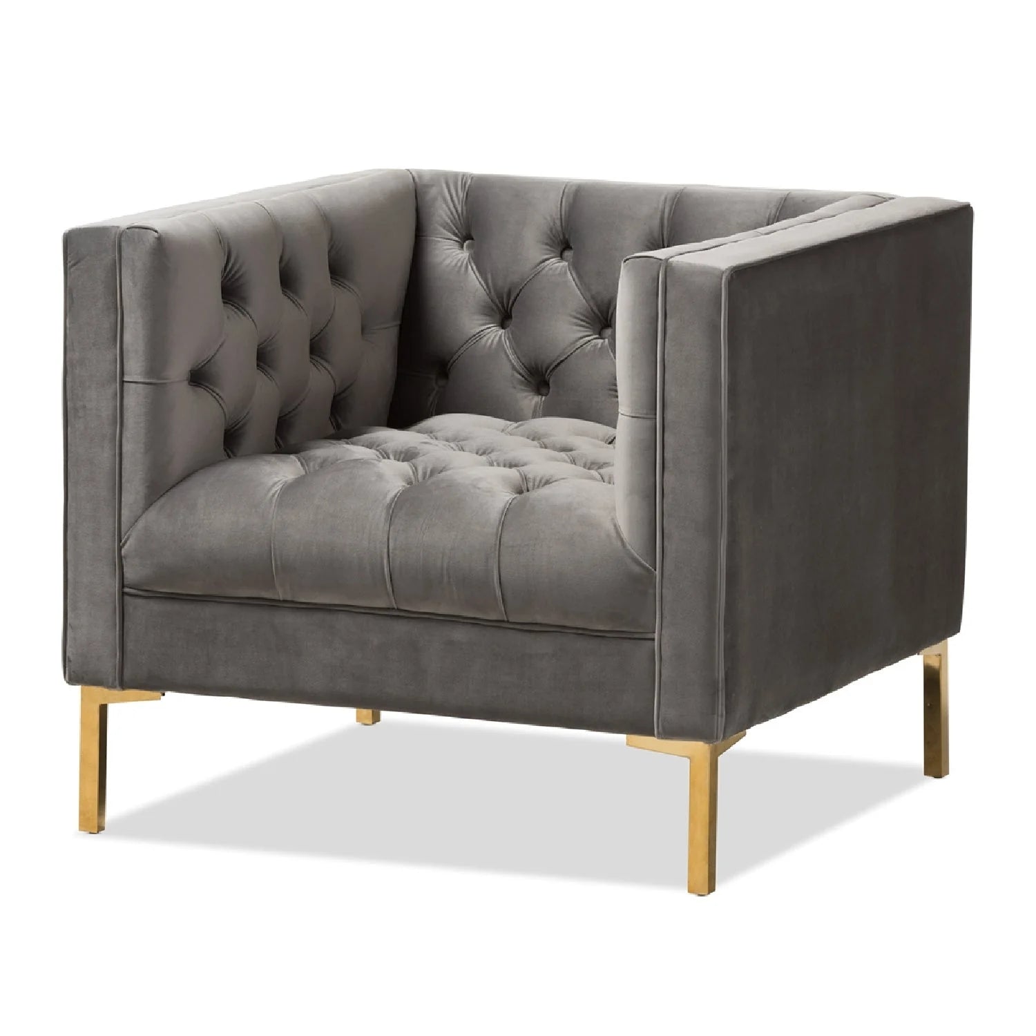 Luxury Button-Tufted Velvet Lounge Chair Modern Italian Style for Villa
