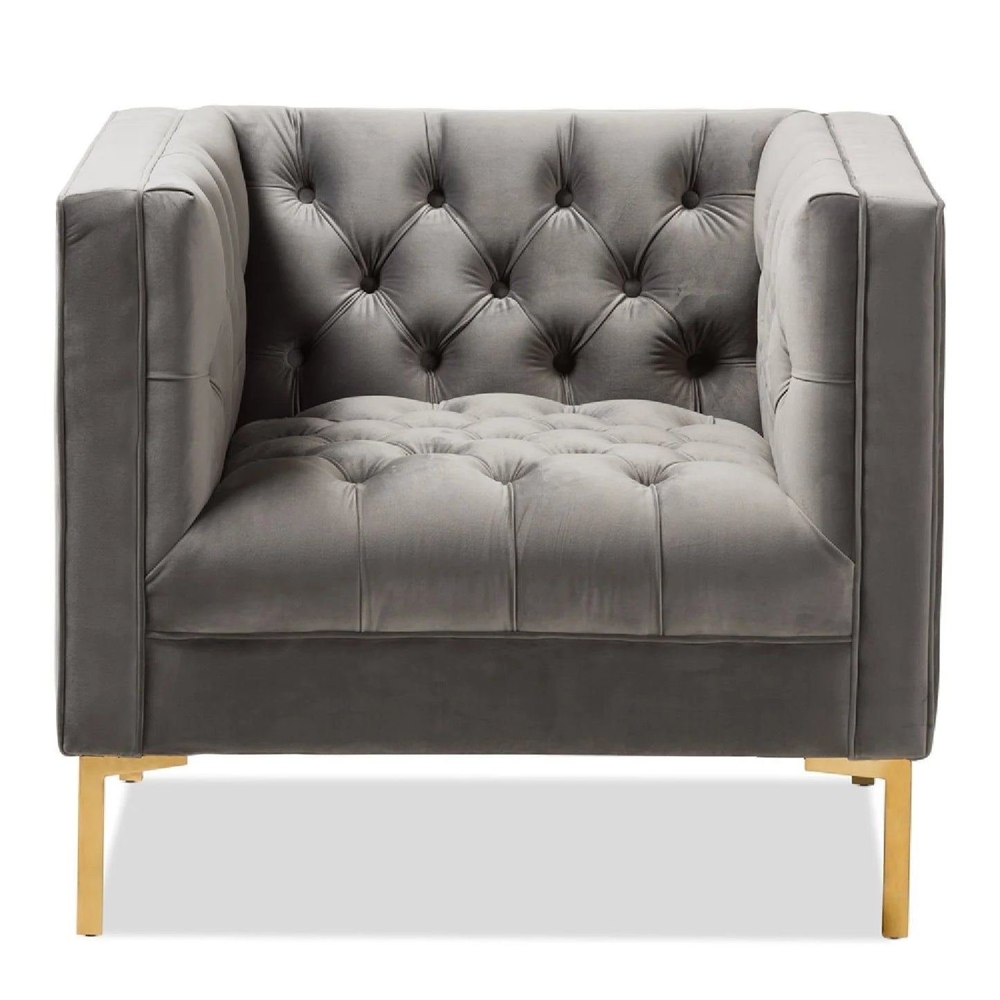 Luxury Button-Tufted Velvet Lounge Chair Modern Italian Style for Villa