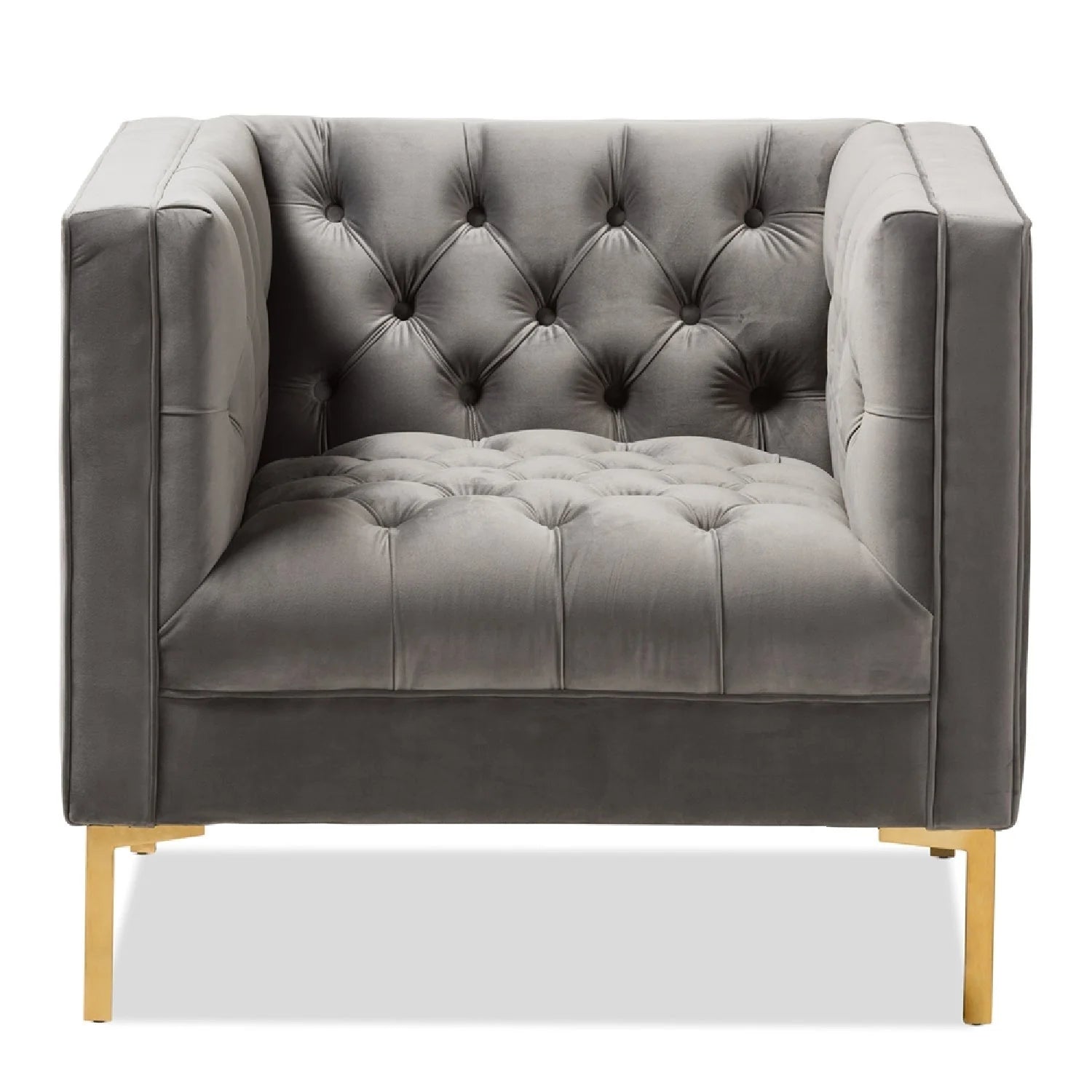 Luxury Button-Tufted Velvet Lounge Chair Modern Italian Style for Villa