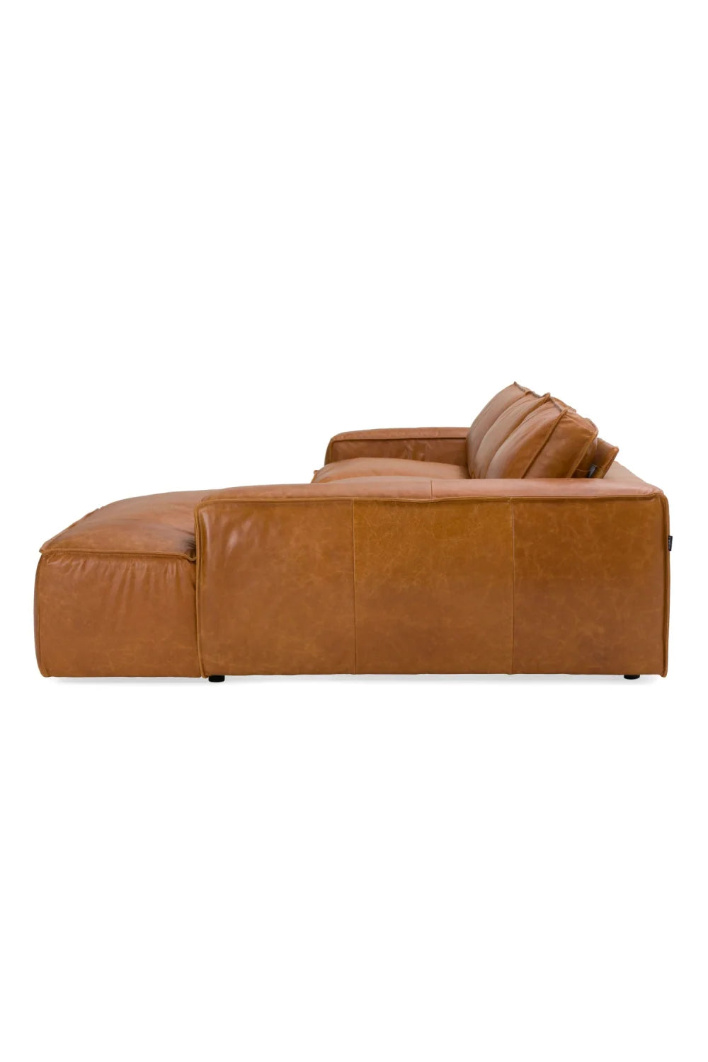 Luxury Cambria Cognac Leather Sectional Sofa Modern Italian Style for Villa