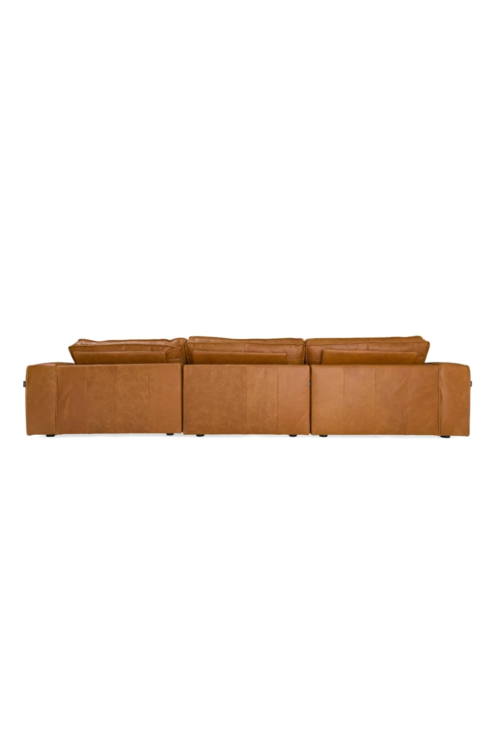 Luxury Cambria Cognac Leather Sectional Sofa Modern Italian Style for Villa